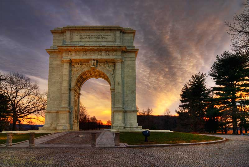 Valley Forge Monument at Sunset